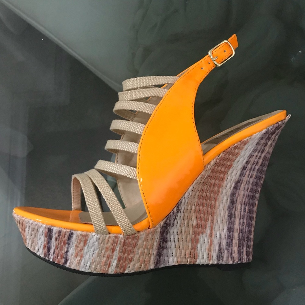 Orange wedge heels 8.5
